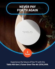 Tablo TV 4th Gen 2-Tuner Over-The-Air (OTA) DVR – Watch, Pause & Record White