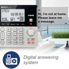 VTech – DECT 6.0 2 Handsets Corded Cordless Phone w/ Answering Machine, VG208-2