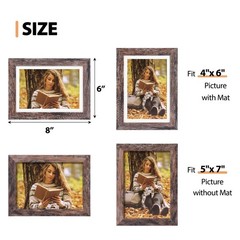 Fixwal 5×7 Picture Frames Set of 5, Rustic Brown Wood 5×7, D-Rustic