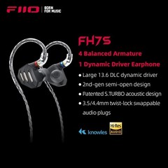 FiiO FH7S in-Ear Earphones High-Performance 1DD+4BA Hybrid IEM Earbuds w/3.5&4.4