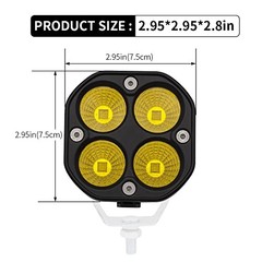 LED Yellow/Amber Driving Fog Lights Pod Lights Offroad 3Inch Yellow Flood Beam