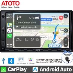 ATOTO 7IN F7 Double DIN Car Stereo Play Radio GPS Bluetooth CarPlay/Android Auto