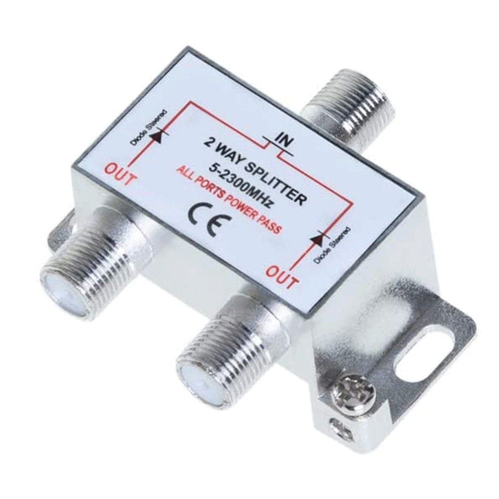 2 Way TV Splitter 5-2300 MHz Coax Cable Adapter for RG59 RG6 HDTV Satellite