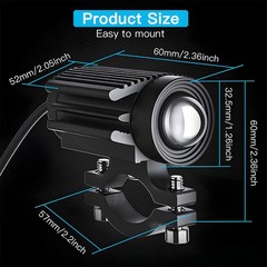 2x LED Motorcycle Spot Lights Auxiliary Headlight Driving Fog Lamp Yellow White