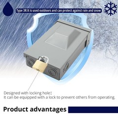 30 Amp Fused AC Disconnect Box, Pull‑Out Safety Switch, 2‑Pole 3‑Wire 1‑Phase…