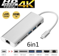 Type C to USB 3.0 HUB Card Reader 4K HDMI TV Gigabit Ethernet Lan Cable Adapter