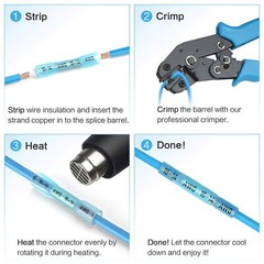 200/50pcs Heat Shrink Butt Wire Connectors Crimp Terminal Waterproof 26-10AWG