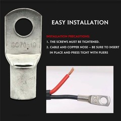 10pcs SC70-10 Copper Ends Crimp Cable Lug 70mm² M10 Bolt Connector Ring Terminal