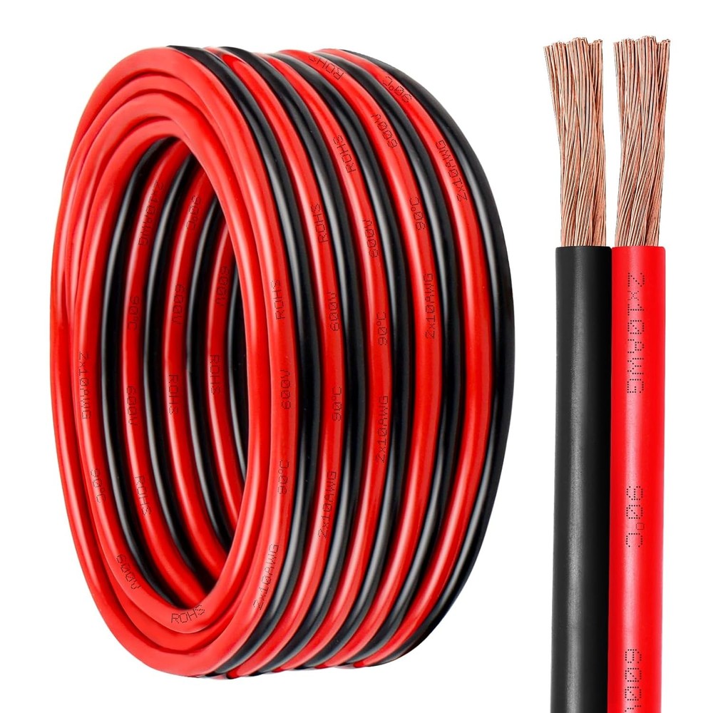 10 Gauge Wire 2 Conductors Copper Wire, 10 AWG Battery Cable Oxygen Free Copper