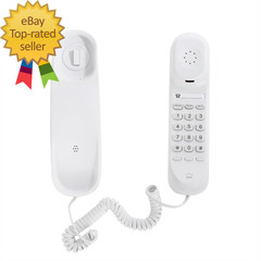 White OF 990 Slimline Wall Mountable Basic Corded Telephone No AC Power Required