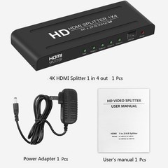 hdmi splitter 1 in 4 out- 4 output splitter, 1X4 splitter- 4 Port Powered