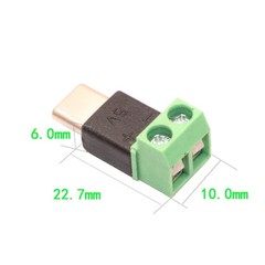 2 Pack USB-C Solderless Connector Type-C Male Screw Terminal Adapter