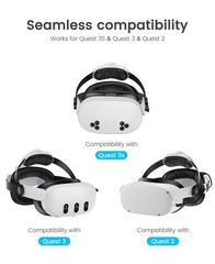 10000mAh Battery VR Head Strap for Meta Quest 2/Quest 3S/ 3 Enhanced Support