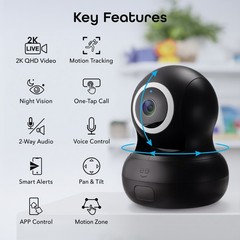 Geeni Sentinel 2K Smart Indoor Camera Auto Tracking Dual-Band 2.4GHz & 5GHz WiFi
