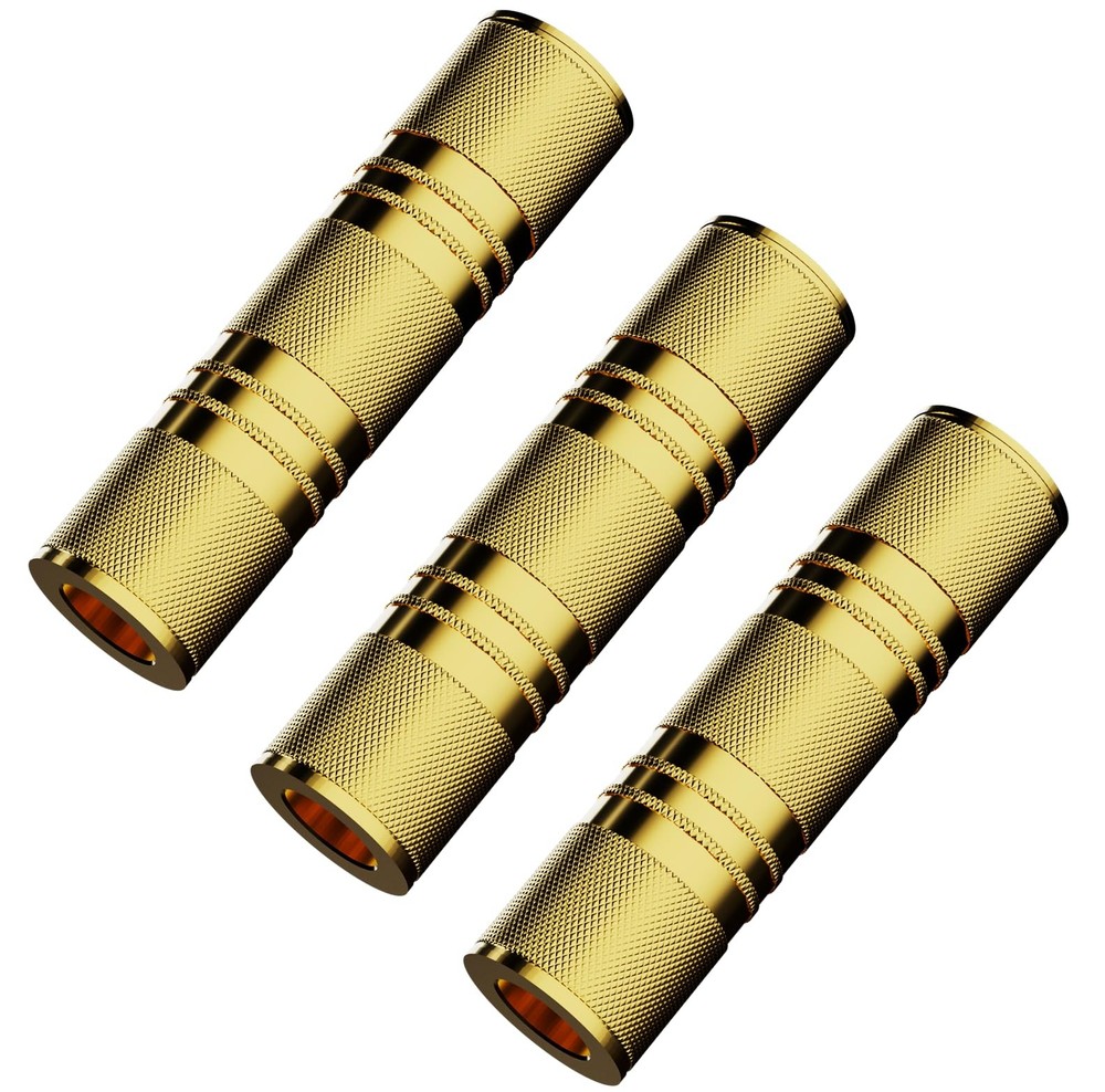 3.5mm Female To Female Aux Coupler Stereo Jack Extender Gold Plated 3 Pcs
