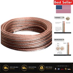 50ft OFC 24 Gauge Speaker Cable – 100% Oxygen Free Copper, 19 Strands