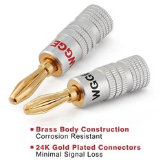 Universal Banana Plugs Audio Jack Connectors, Secure Dual Lock Design – 6 Pairs