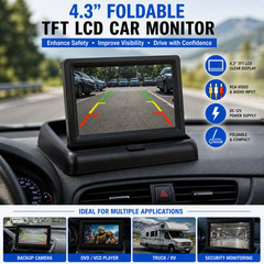 4.3″ Foldable TFT LCD Car Monitor Dashboard Screen Dual RCA Video Input 12V