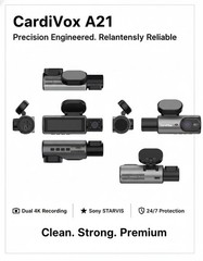 CardiVox A21 3 Ch Dash Cam 4K+2.5K+2.5K Sony STARVIS 2 GPS WiFi ADAS 256GB