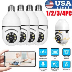 1/2/4x E27 5G Smart Bulb Camera 1080P HD Video Two-way Audio Remote App Control