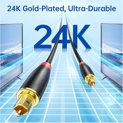 3.3 FT Heavy Duty Optical Digital Audio Cable Male to Male Fiber 24K Gold-Plated
