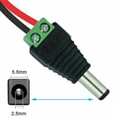 2pc 5.5×2.5mm 2.5mm CCTV DC Power Male Plug Free Solder Terminal Screw Connector
