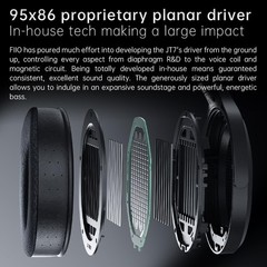 FiiO JT7 Over-Ear Planar Magnetic Headphones, 95x86mm Planar Drive (Black)