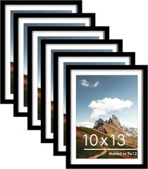 10×13 Picture Frames Set of 6, Display Pictures 9×12 with 10×13, Black
