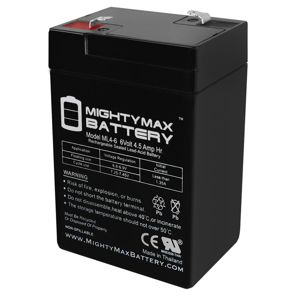 Mighty Max ML4-6 – 6V 4.5AH 3FM4 Replacement Battery with F1 Terminal
