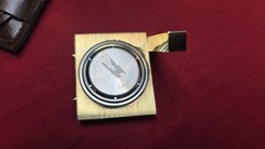 Vintage 80’s Early Digital Clock Gold Tone Pocket Watch Hong Kong W/ Vinyl Pouch