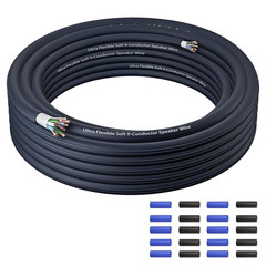 9 Conductor Speaker Wire 25 FT, 18 Gauge CCA Stranded Cable, 18AWG 4-Channel Spe