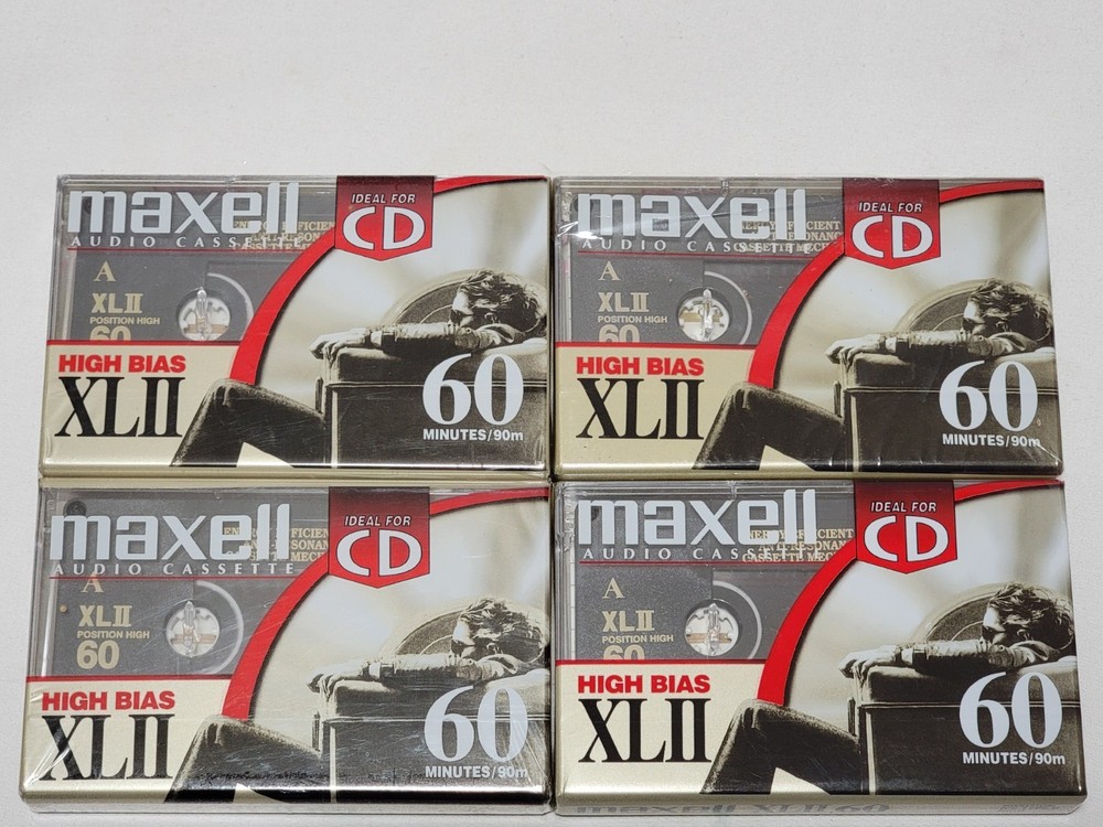 NEW 4 X Maxell XLII 60 Minute High Bias Blank Cassette Tapes SEALED (Read) xl ii