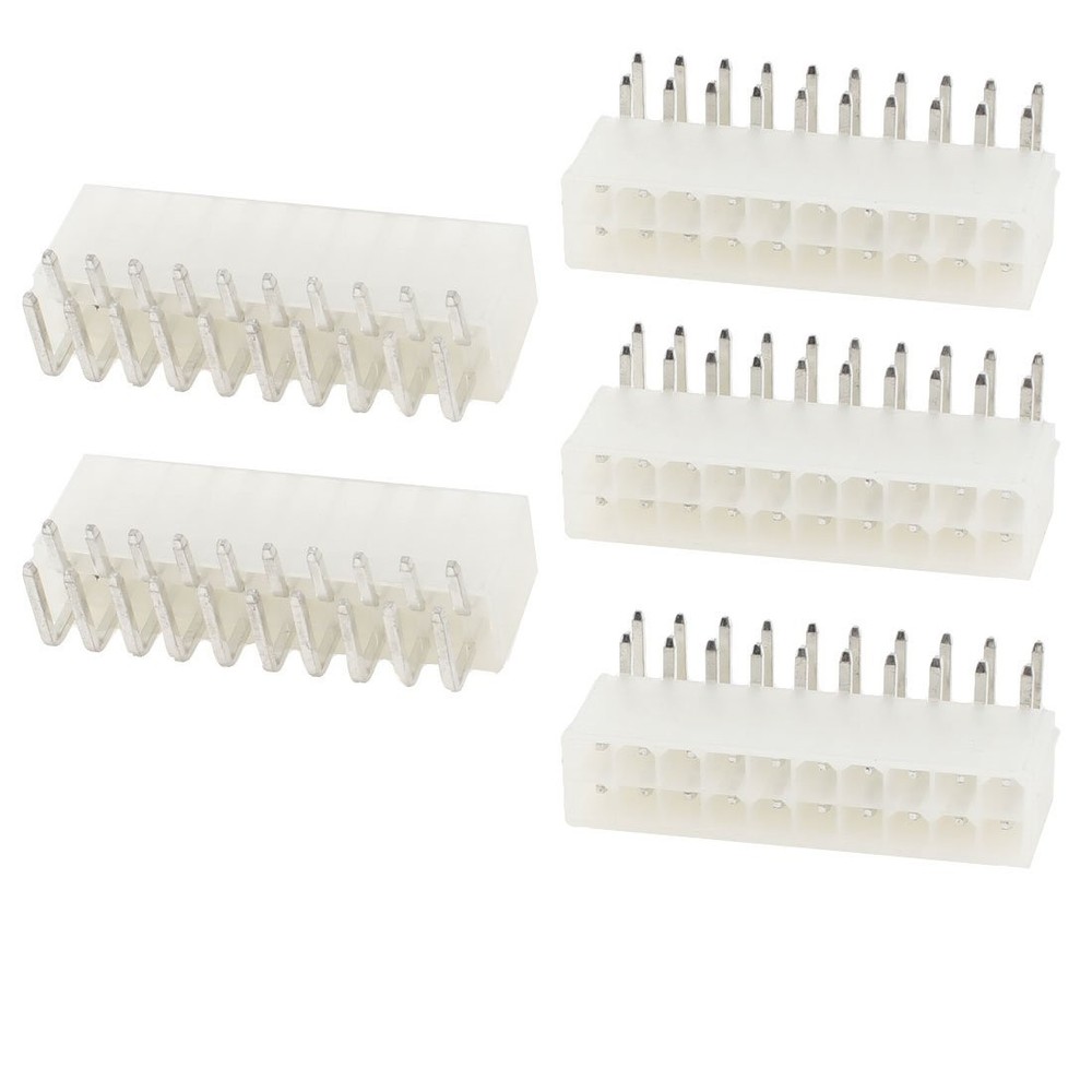 uxcell 5 Pcs 3mm Pitch 20 Pin 90 Degree Car Auto PC PSU Supply ATX Connector
