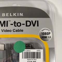 Belkin HDMI-to-DVI Video Cable 6ft | 1080p | HDTV Adapter | New Sealed