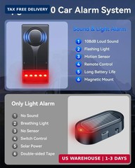 108dB Car Alarm System, Vehicle Anti-Theft Vibration Sensor Alarm & Red Light, W