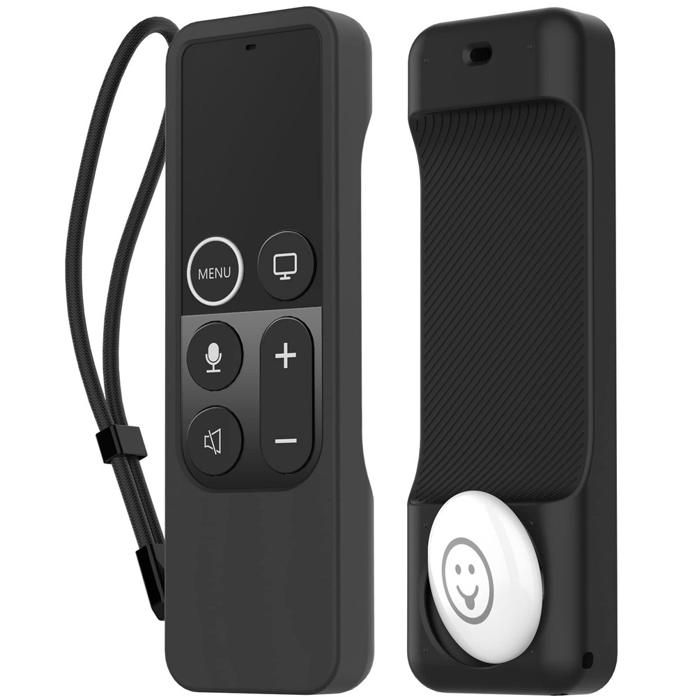 Protective Case for Apple TV Remote with AirTag Holder, Anti Slip Silicone Co…