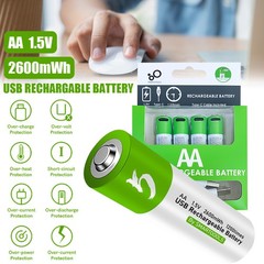 4Pcs 1.5V 2600mWh AA / AAA Battery Type-C USB Rechargeable Lithium ion Batteries