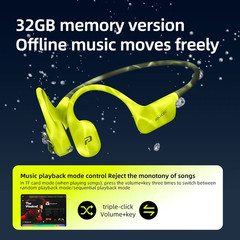 X34 Bone Conduction Swimming Earphones Silicone Head 32GB Memory IPX8 Waterproof
