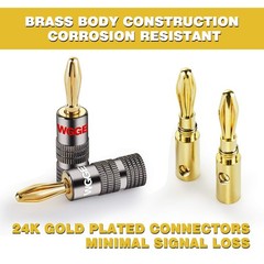 WGGE WG029 Banana Plugs Audio Jack Connector, 24k Gold Dual Screw Lock Speake…