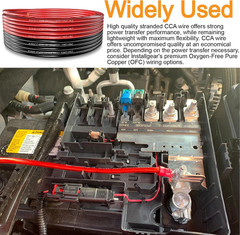 8 Gauge Wire (25Ft Each- Black/Red) Copper Clad Aluminum CCA,20 Pcs Lugs Termina