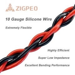 ZIGPEO 10 AWG Silicone Wire 50FT, Extra Flexible 10 Assorted Sizes , Colors