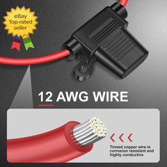 2 Pack 12 AWG Inline Fuse Holder Waterproof ATC ATO Blade Fuse Kit 12V 40A