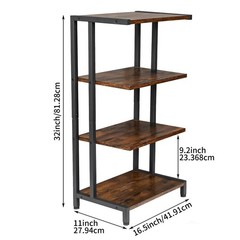 Rustic 4-Tier Media Stand for Record Player Stereo Bracket Country Style US