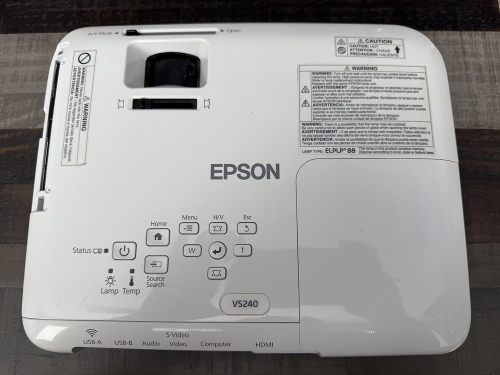 Epson VS240 LCD Projector HD, HDMI w/Power Cable