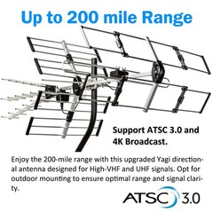 Five Star Outdoor TV Antenna 200 Miles Long Range Upgraded Yagi HD VHF UHF Su…