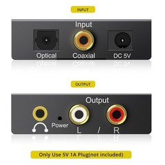 192KHz Digital to Analog Audio Converter DAC Optical L/R RCA 3.5mm Jack Adapter