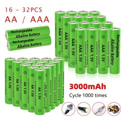 16-32Pcs 1.5V 3000mAh AA / AAA Rechargeable Batteries LED Light Battery Alkaline