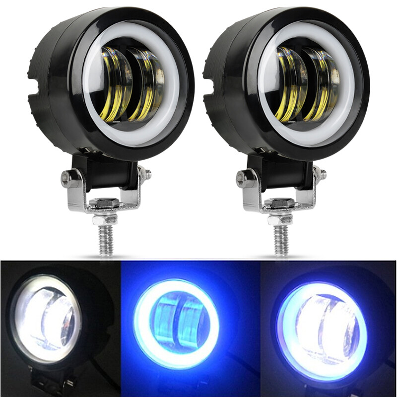 2X 3inch Round LED Work Light Bar Spot Pods Driving Fog Halo Offroad ATV UTV 4WD