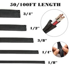 1/8″ 1/4″ 3/8″ 1/2″ 3/4″ Expandable Wire Cable Sleeving Sheathing Braided Loom