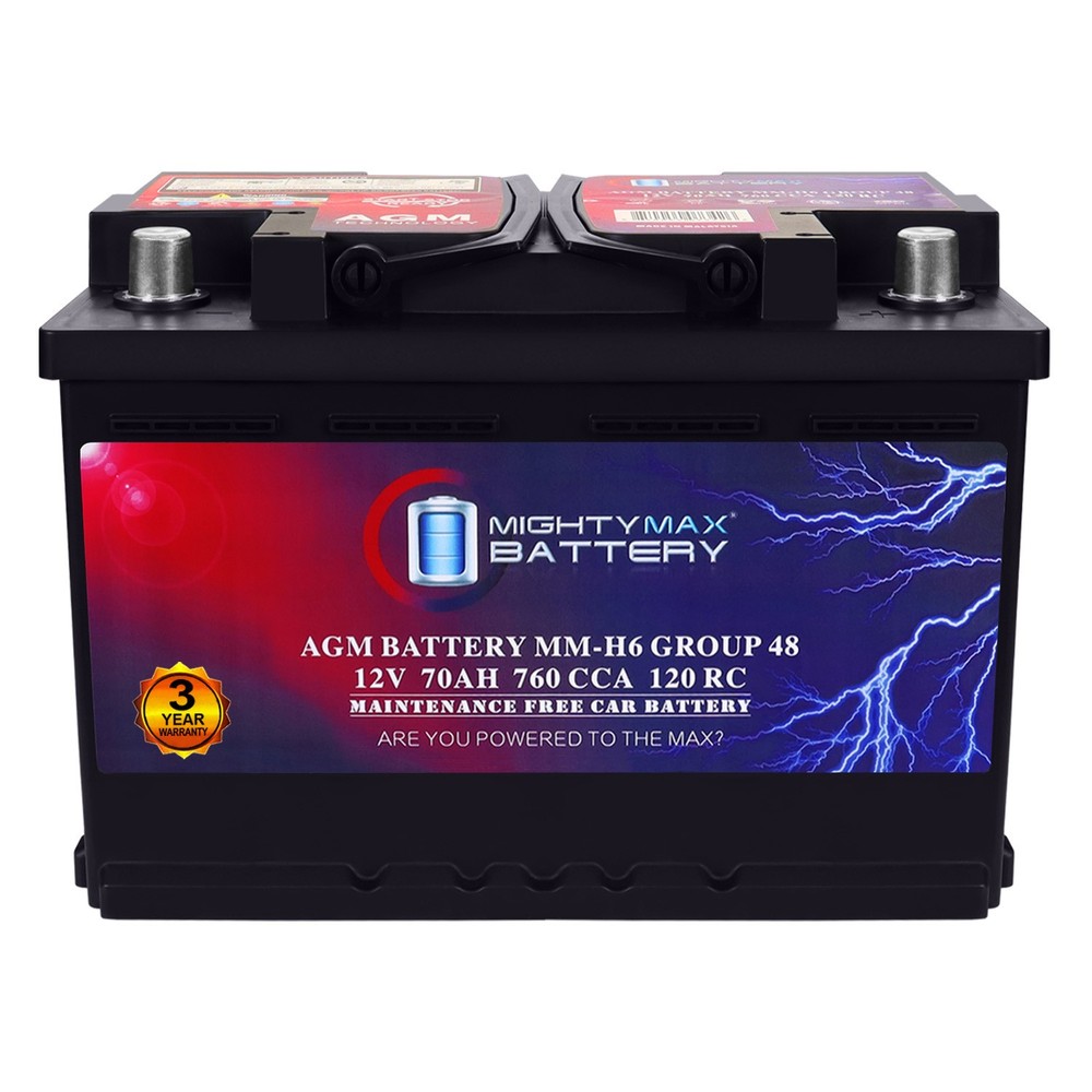 Mighty Max Battery MM-H6 BCI Group 48 12V 70 AH 120RC, 760 CCA AGM Car battery